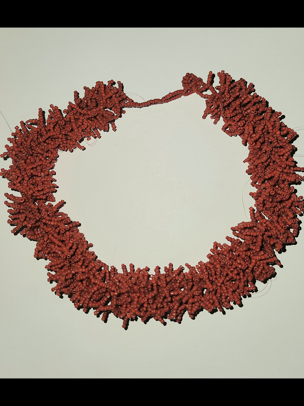 Textured Orange Glass Seed  Bead Statement Necklace for Women